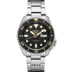 Montre automatique pour homme Seiko 5 Sports cadran noir bracelet en acier Montre automatique pour homme Seiko 5 Sports cadran noir bracelet en acier