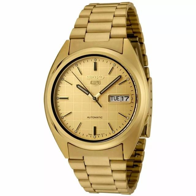 Montre-bracelet Automatique Pour Homme Seiko 5 Snxl72k1 Cadran Dor&eacute; En Acier