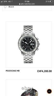 Montre chronographe automatique automatic Pilo watch Swiss Suisse acier Limited