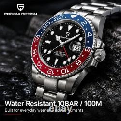 Montre de Luxe PAGANI DESIGN Mécanique en Acier Inoxydable Haut de Gamme GMT