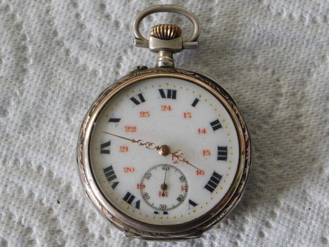 Montre Gousset Argent Et Or 18 K De Smoking Poids 61.3 G Fonctionne Tb +-1890