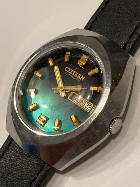 Montre Homme Citizen Vintage Automatique Cadran Vert 38 Mm Fonctionne