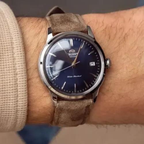 Montre Homme Orient Bambino Ra-ac0m12l30b Automatique 38 Mm Cadran Bleu