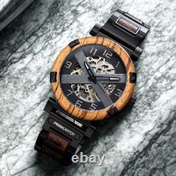 Montre homme automatique PrimalWatch squelette argenté, en bois snakewood Montre homme automatique PrimalWatch squelette argenté, en bois snakewood