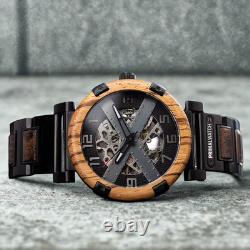 Montre homme automatique PrimalWatch squelette argenté, en bois snakewood Montre homme automatique PrimalWatch squelette argenté, en bois snakewood