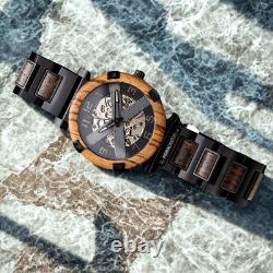 Montre homme automatique PrimalWatch squelette argenté, en bois snakewood Montre homme automatique PrimalWatch squelette argenté, en bois snakewood