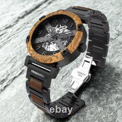 Montre homme automatique PrimalWatch squelette argenté, en bois snakewood Montre homme automatique PrimalWatch squelette argenté, en bois snakewood