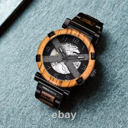 Montre homme automatique PrimalWatch squelette argenté, en bois snakewood Montre homme automatique PrimalWatch squelette argenté, en bois snakewood