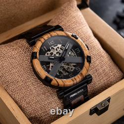 Montre homme automatique PrimalWatch squelette argenté, en bois snakewood Montre homme automatique PrimalWatch squelette argenté, en bois snakewood