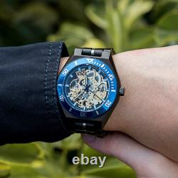 Montre homme automatique en bois PrimalWatch cadran squelette doré