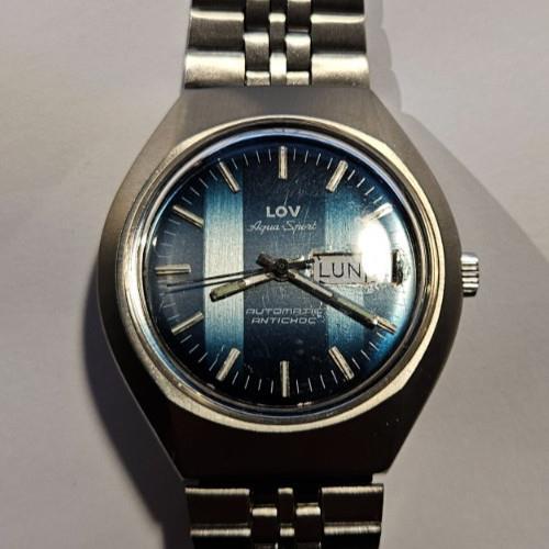 Montre Homme Vintage Lov Aqua Sport Rare Acier Automatique Fran&ccedil;ais Eta Dayda