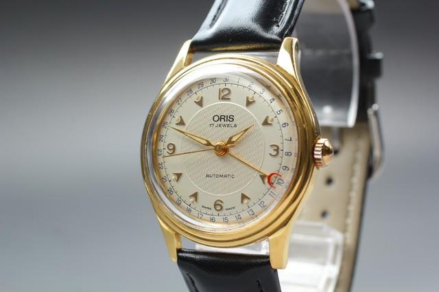 Montre Homme Vintage Automatique Oris Pointer Date 7403 Or 34 Mm Presque