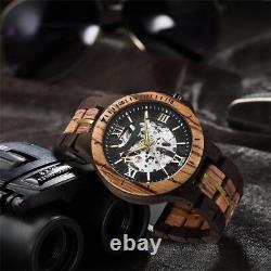Montre pour homme Design classique En bois Automatique Squelette Mo Montre pour homme Design classique En bois Automatique Squelette Mo