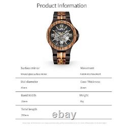 Montre pour homme Design classique En bois Automatique Squelette Mo