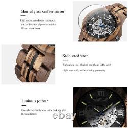 Montre pour homme Design classique En bois Automatique Squelette Mo