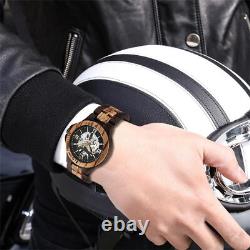 Montre pour homme Design classique En bois Automatique Squelette Mo
