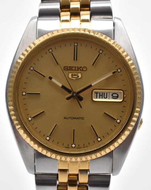 Montre Pour Homme Seiko 5 Automatic 7s26-3110 Lunette Cannel&eacute;e Dor&eacute;e Deux