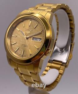 Montre pour homme Seiko 5 Classic automatique cadran doré ton or PVD acier SN