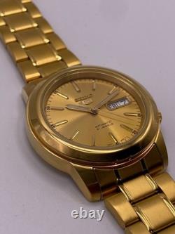 Montre pour homme Seiko 5 Classic automatique cadran doré ton or PVD acier SN