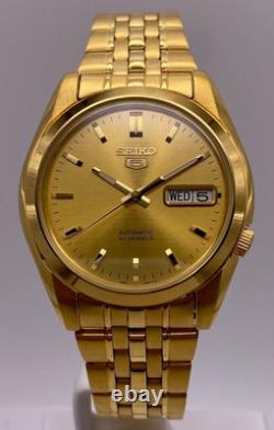 Montre pour homme Seiko 5 automatique cadran doré PVD doré en acier inoxydabl