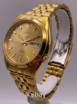 Montre pour homme Seiko 5 automatique cadran doré PVD doré en acier inoxydabl