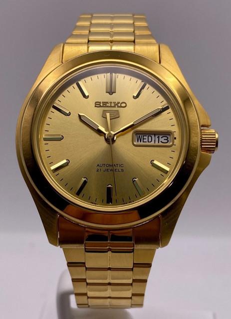 Montre Pour Homme Seiko 5 Automatique Cadran Dor&eacute; Bracelet En Acier Snkk98k1