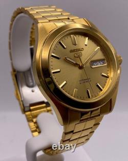 Montre pour homme Seiko 5 automatique cadran doré bracelet en acier SNKK98K1
