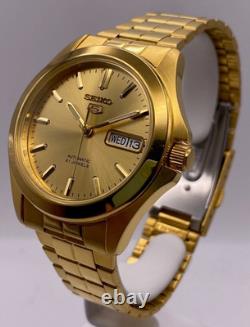 Montre pour homme Seiko 5 automatique cadran doré bracelet en acier SNKK98K1