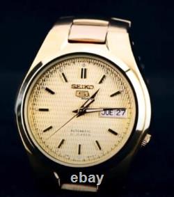 Montre pour homme Seiko 5 automatique entièrement dorée PVD en acier inoxydab Montre pour homme Seiko 5 automatique entièrement dorée PVD en acier inoxydab