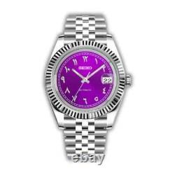 Montre seiko mod arabic dial Purple mouvement automatique, 3ATM, verre saphire Montre seiko mod arabic dial Purple mouvement automatique, 3ATM, verre saphire