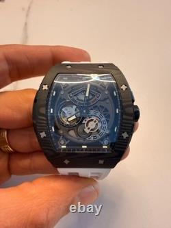 Montre tonneau TSAR BOMBA automatique en carbone forgé 2 bracelet caoutchouc