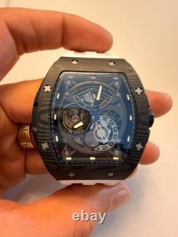 Montre tonneau TSAR BOMBA automatique en carbone forgé 2 bracelet caoutchouc