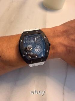 Montre tonneau TSAR BOMBA automatique en carbone forgé 2 bracelet caoutchouc