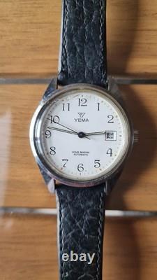 Montre vintage homme année 70 YEMA sous marine automatique 35mm acier fonctionne