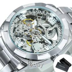 Montres Mécaniques Hommes, Modules Carrés, Squelette Mouvement Automatique Rétro
