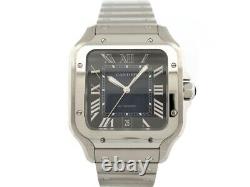 Neuf Montre Santos De Cartier Gm Wssa0030 Acier Automatique Fullset Watch 8350
