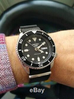 Nouvelle montre Automatique Seiko 5, Noir, 42,5 mm, SRPD55K3 + 2 bracelets Nano