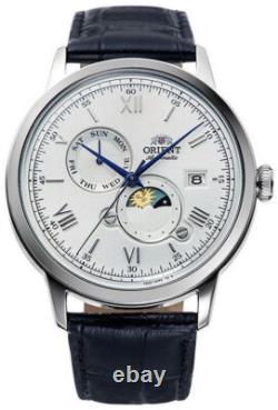 ORIENT Soleil & Lune RA-AK0802S10B Montre Homme Automatique Blanche Cuir ORIENT Soleil & Lune RA-AK0802S10B Montre Homme Automatique Blanche Cuir