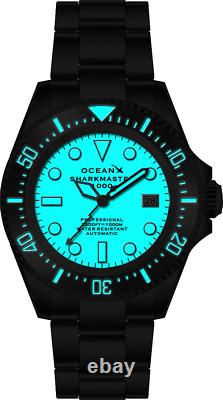 OceanX SHARKMASTER 1000 Automatique Acier Date Blanc Saphir Diver Montre Homme