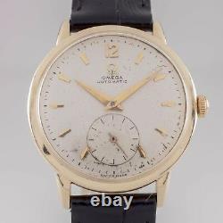 Omega? 14k or Jaune Automatique Pour Hommes Montre Calibre 342 Avec Noir Bande en Cuir