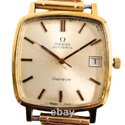 Omega Geneve Date Or Carré Automatique Montre Hommes Authentique Working