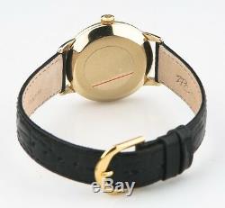 Omega Vintage Hommes 14k or Jaune Automatique Watch W / Bracelet en Cuir Noir