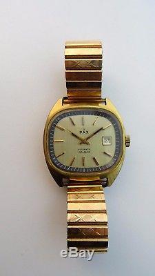 PAX Montre homme automatique plaqué or Vintage Men's Watch 60'S