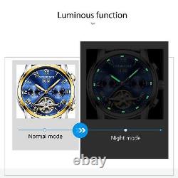 RORIOS Mode Luxe Automatique Mécanique Homme Montres Bracelet Calendrier Lumi