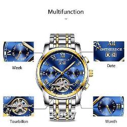 RORIOS Mode Luxe Automatique Mécanique Homme Montres Bracelet Calendrier Lumi