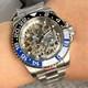 Rare& New Nh70 Seiko Mov Skeleton Blue / Black Bezel Japanese Automatic Movement