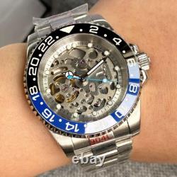 Rare& New NH70 SEIKO Mov SKELETON Blue / Black Bezel Japanese Automatic Movement