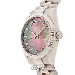 Rolex Day-Date Automatique Or Mop Diamants Hommes Bracelet Montre 118239