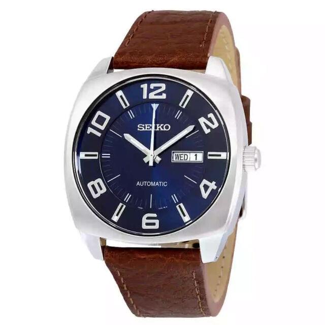 Seiko Montre Homme Snkn37 Automatique Bleu Cuir Résistante à L'eau 43mm Watch