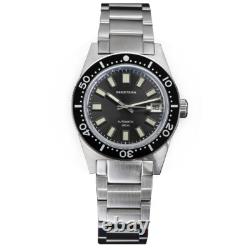 Seestern 62mas Automatique Acier Noir Gris Date Saphir Diver Montre Homme